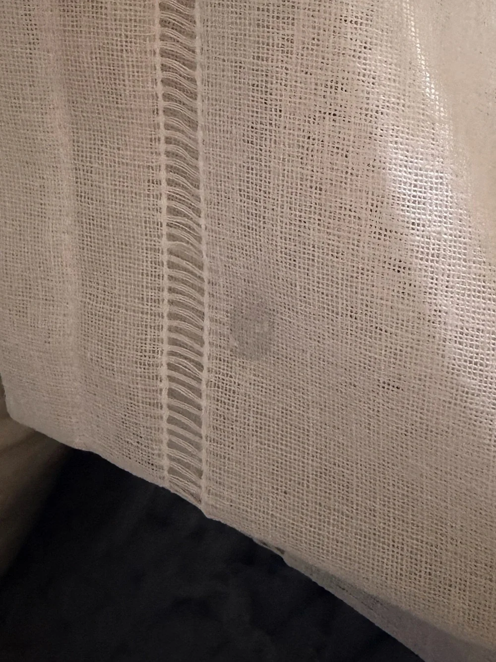 Pair of Ralph Lauren White Farmhouse Chic Hemstitch Sheer Curtains